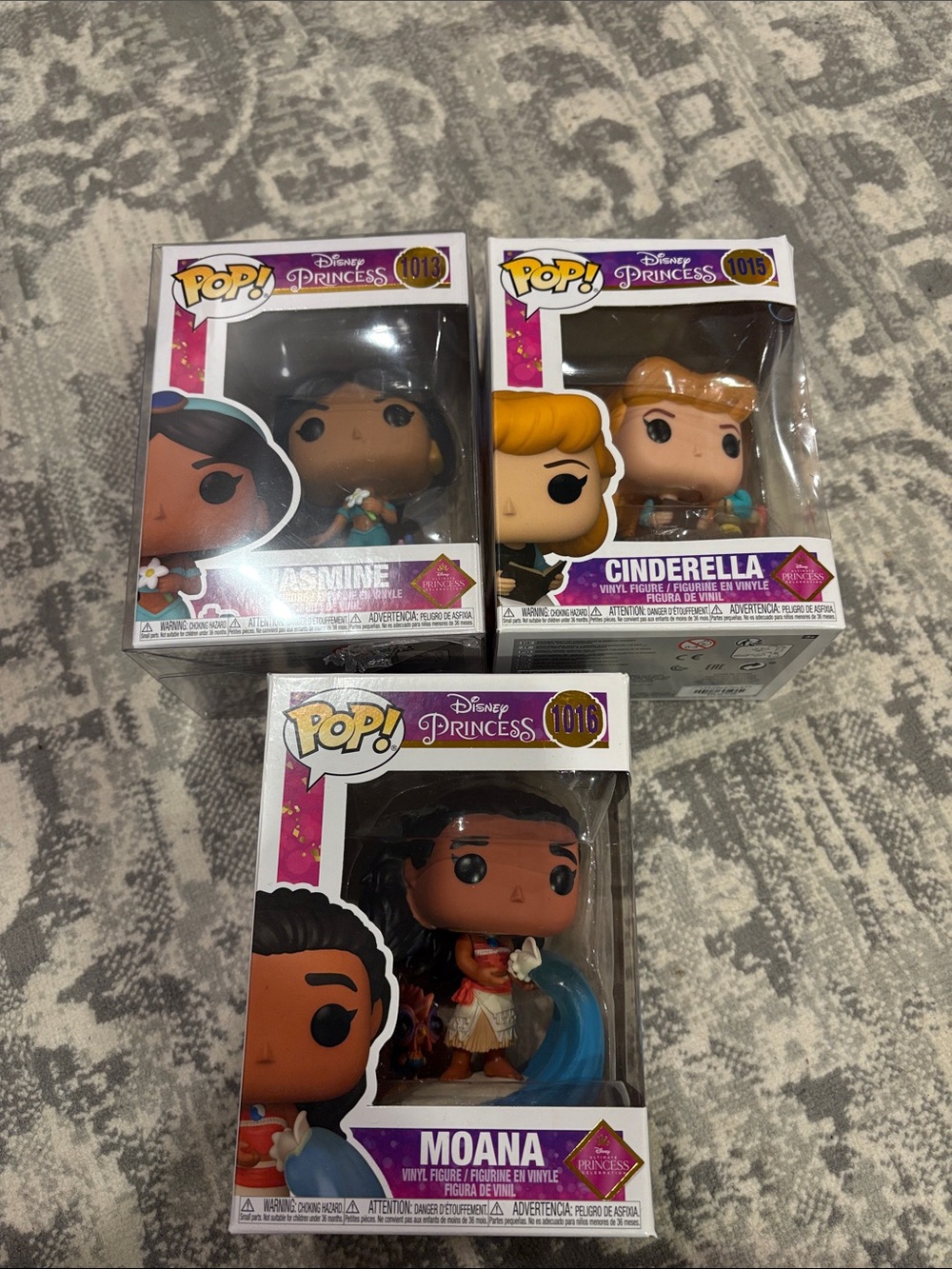 Funko Pop! Disney Princess Jasmine, Cinderella & Moana - Purple, Blue, Brown